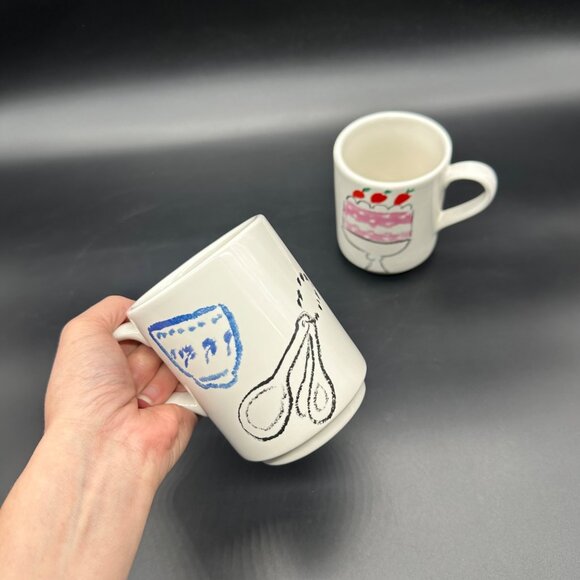 Kate Spade Lenox All In Good Taste Pretty Pantry Cake Coffee Mugs Set Of 2 Cups - Picture 10 of 11